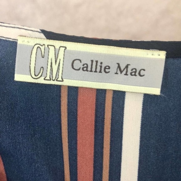 CALLIE MAC Tassel Embroidered Striped Boho Long Sleeve Dress Size Large - Picture 7 of 9